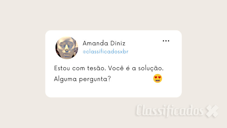 Meme erotico com conversa de aplicativo de uma Amanda Diniz com a mensagem "Estou com tesão. Você é a solução. Alguma pergunta?"